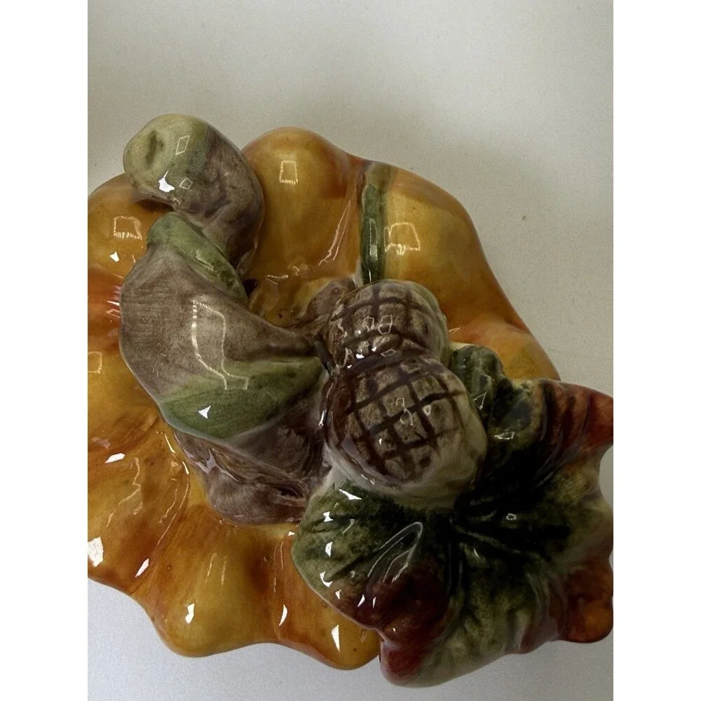 Vintage Ceramic Pumpkin Patch Sugar Bowl Creamer Set Fall Harvest 1990s